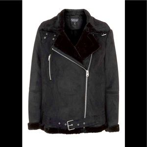 Topshop Black Faux Fur Lined Jacket